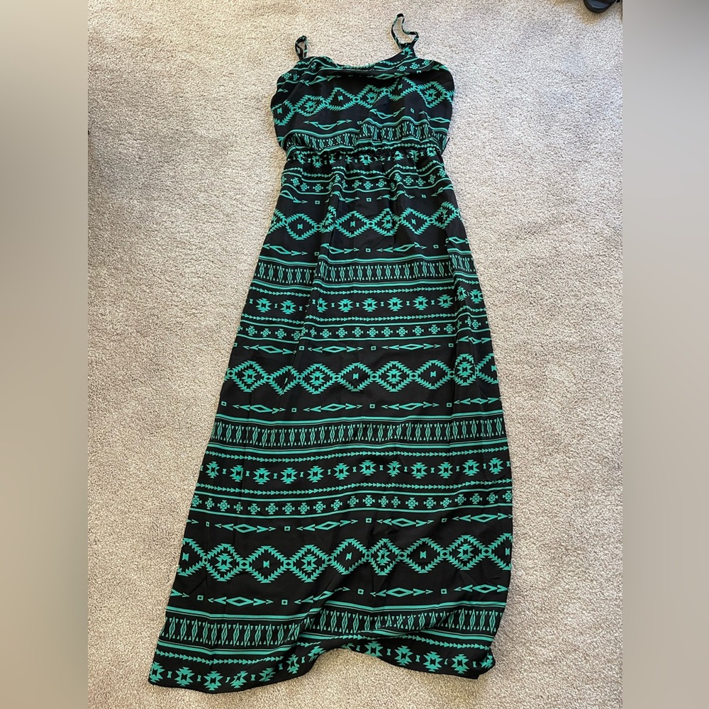 Black and green maxi dress.  Like new.